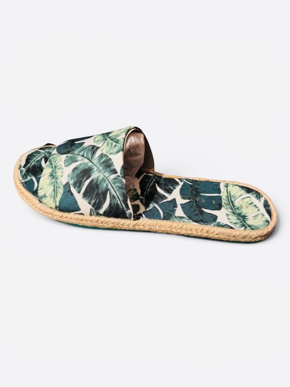 Kelly & Katie KK-Rance Green Multi Palm Print Canvas Sandals - Picture 5 of 9